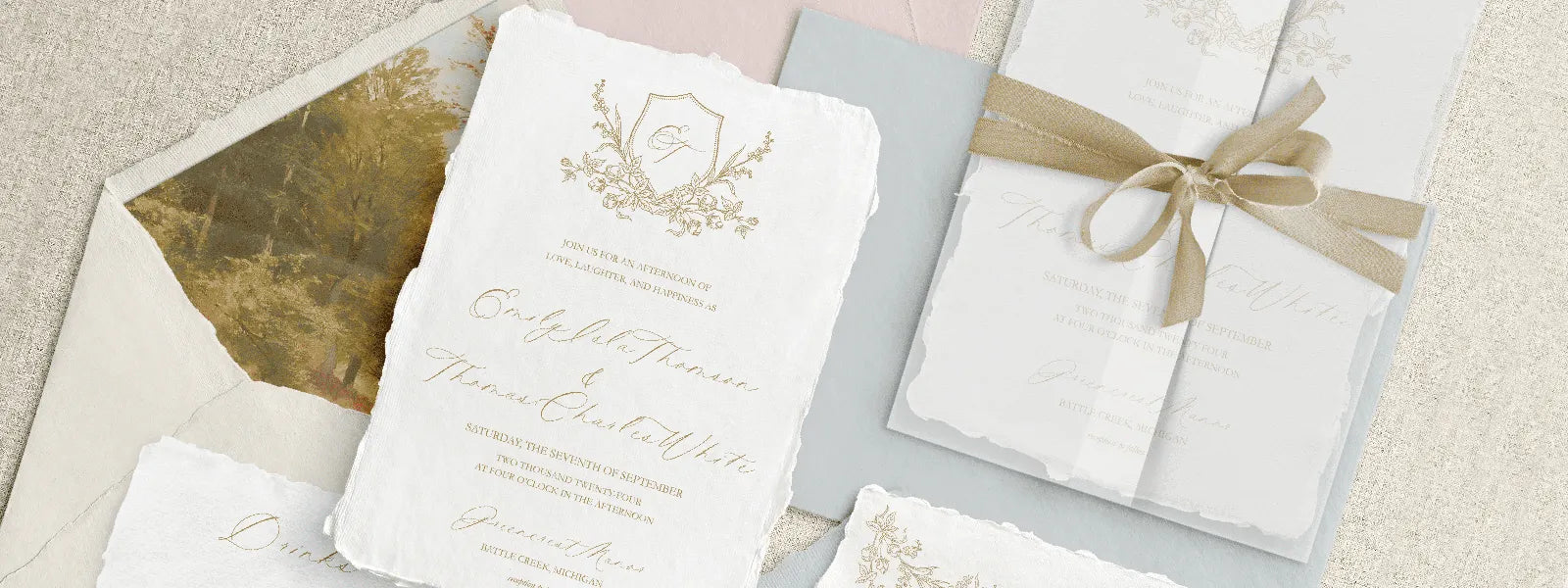 Invitații de Nuntă de Lux pe Hârtie Handmade