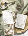 Set invitație de nuntă romantică florală cu meniu și etichete personalizate – Diandra Events