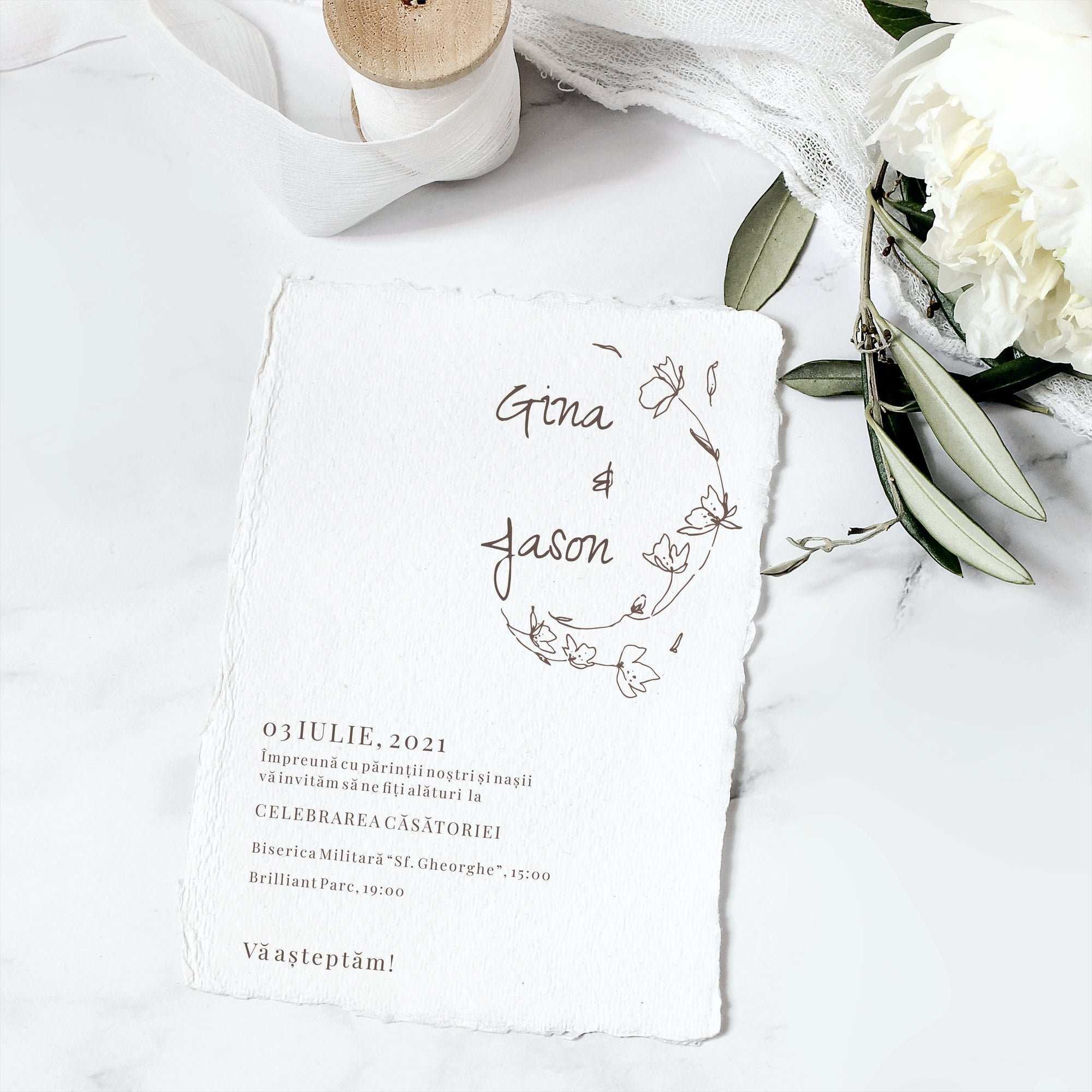 Fine Whispers wedding invitation