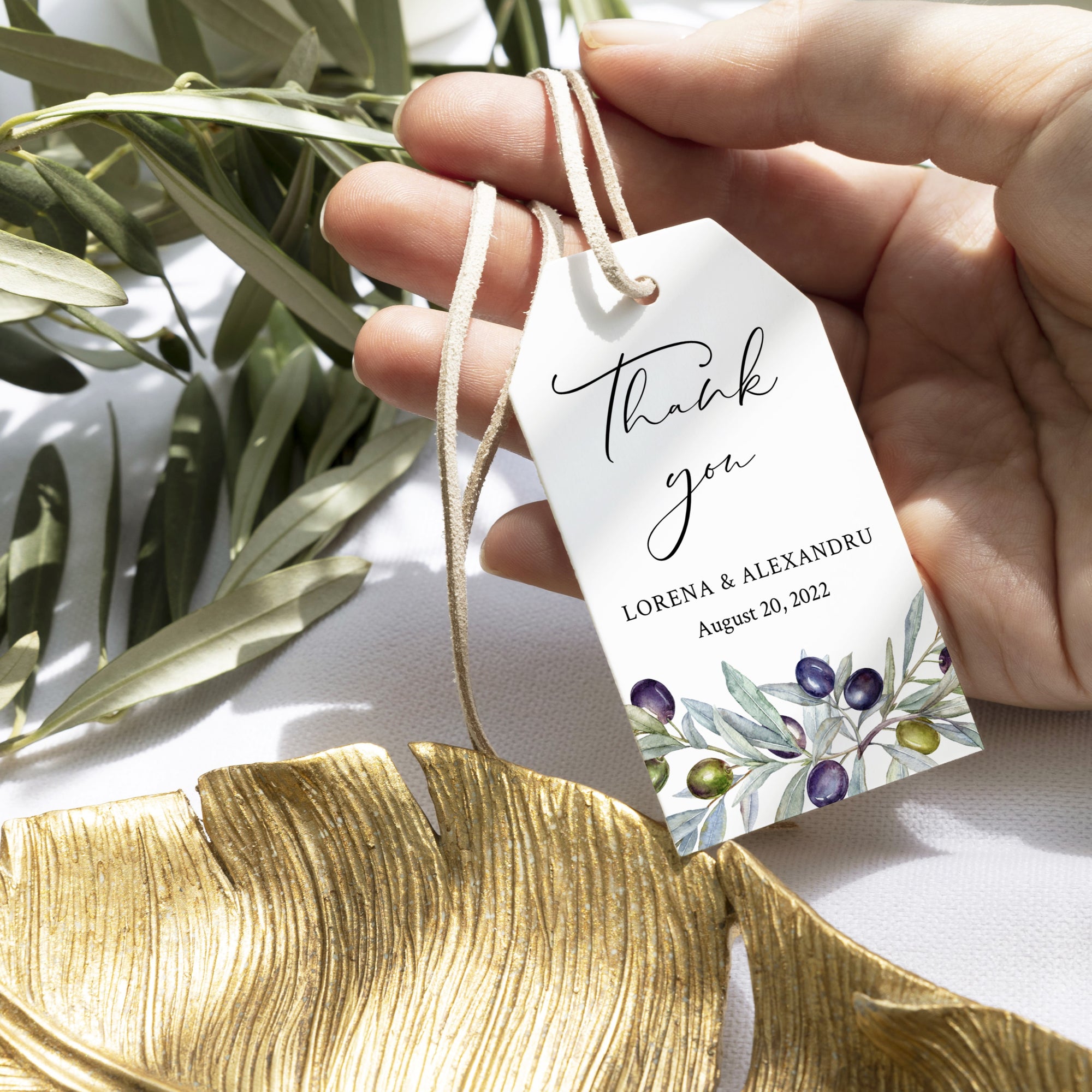 Etichetă dreptunghiulară din carton premium cu mesaj personalizat – Diandra Events