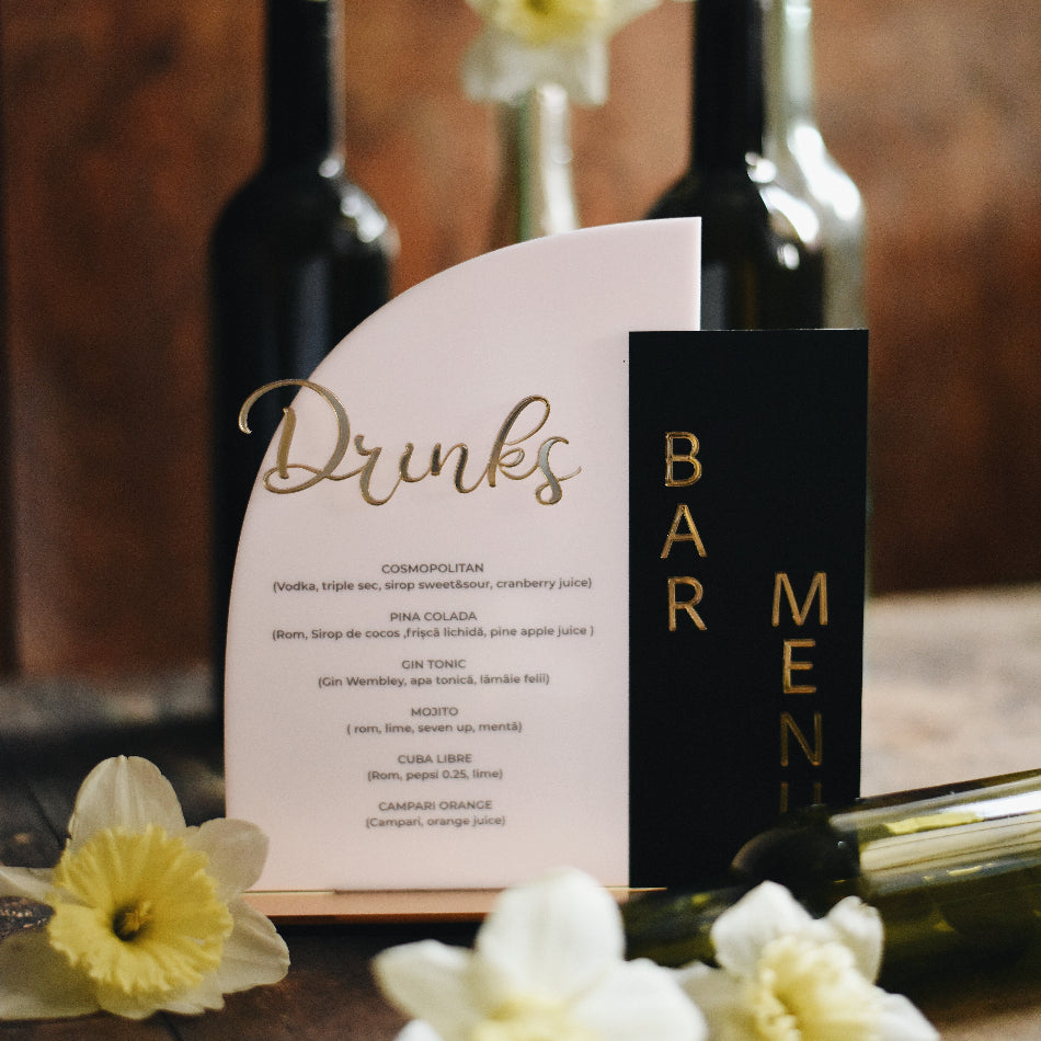 Meniu bar acrilic minimalist și elegant pentru restaurante