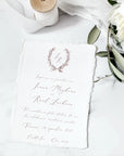 Invitație florală handmade personalizată, realizată pe hârtie manuală, design unic și elegant Diandra Events