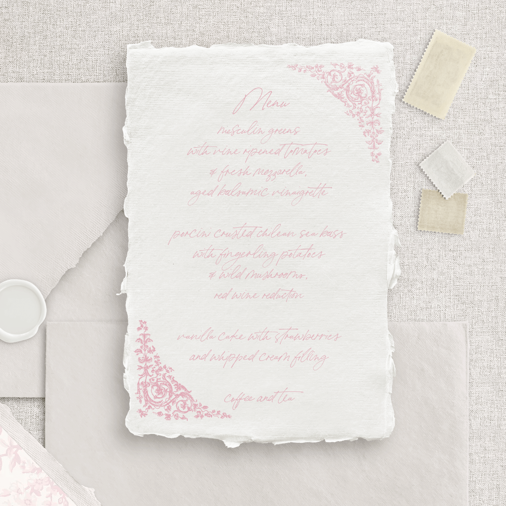 Invitație nuntă elegantă handmade culoare roz pudrat cu detalii elegante – Diandra Events