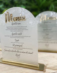 Meniu floral din acril personalizat, ideal pentru evenimente de lux Diandra Events