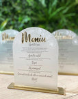 Meniu nuntă personalizat din acril transparent pentru decor elegant Diandra Events