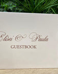 Guest book alb Soft Touch A4, personalizabil cu nume și dată, spirală metalică aurie Diandra Events