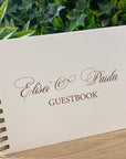 Guest book nuntă Soft Touch alb personalizabil, cu spirală metalică, design elegant Diandra Events