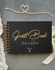 Guest book nuntă Soft Touch negru personalizabil, cu spirală metalică, model premium Diandra Events