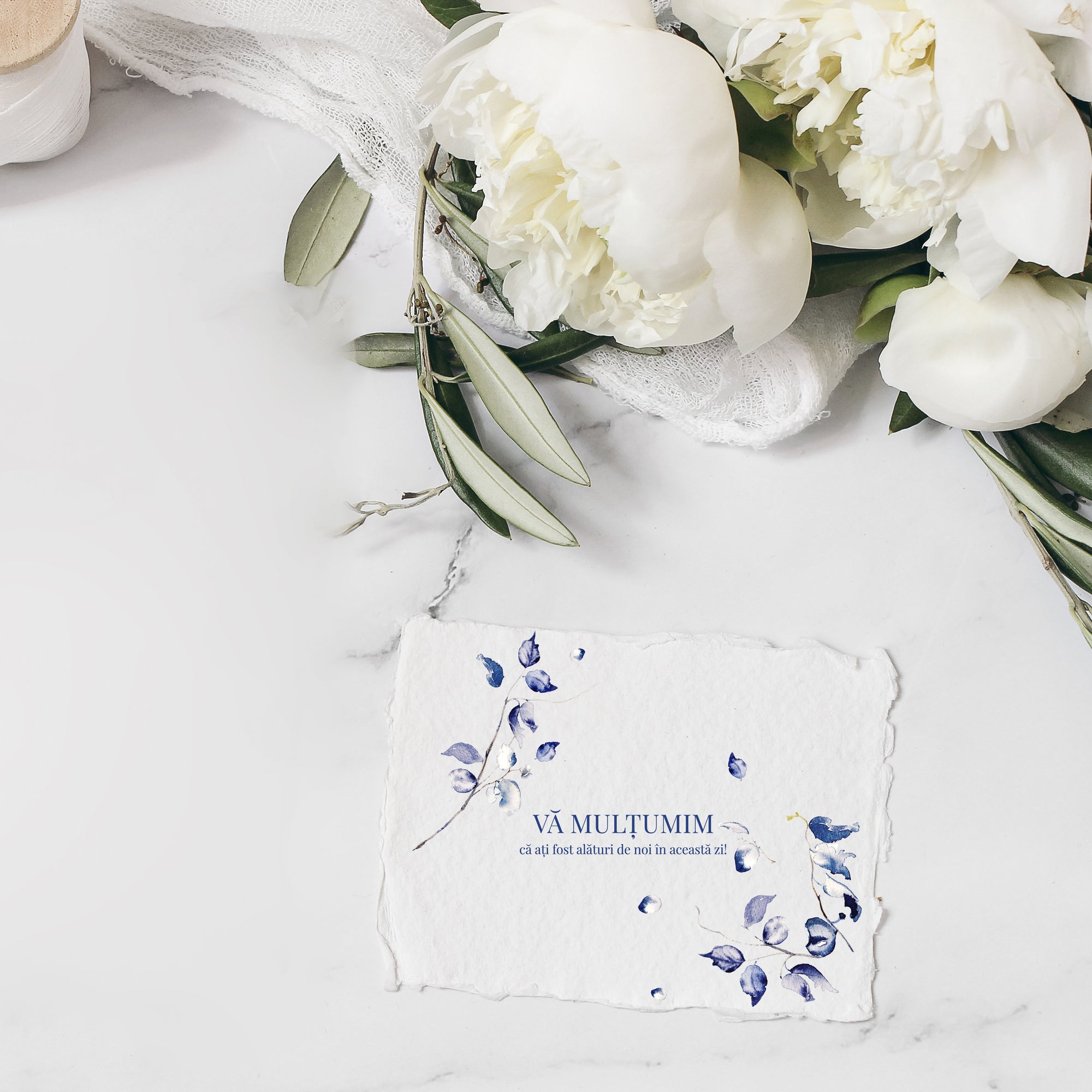 Blue Leaf Wedding Invitation