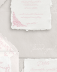et invitații semi personalizate roz pudrat pe hârtie handmade