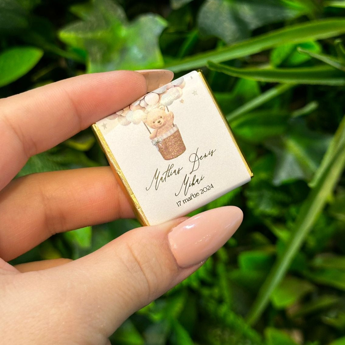 marturie botez ciocolata personalizata, tematica eleganta pentru botez, Diandra Events
