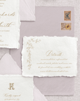 Invitație nuntă romantică cu flori pictate manual – hârtie handmade deckle edge – Diandra Events