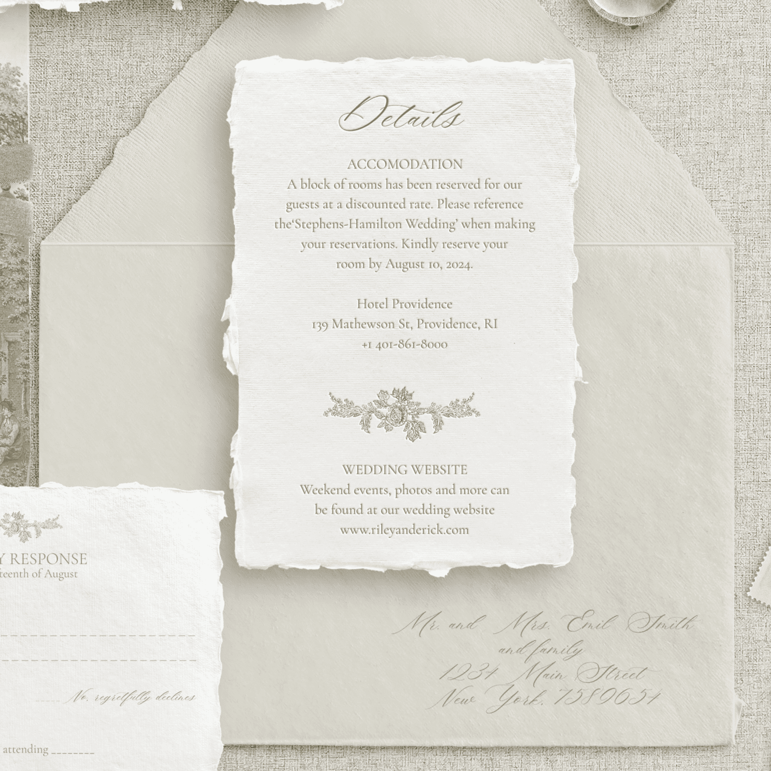 Card detalii nuntă hârtie manuală handmade elegant, papetărie de lux fine art personalizată – Diandra Events