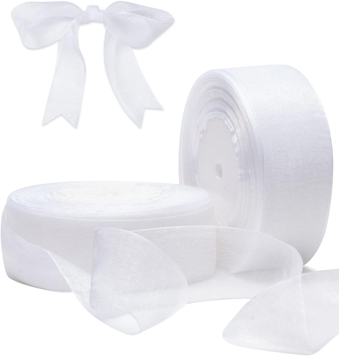 Role de panglică organza transparentă, calitate superioară, pentru nunți și evenimente speciale, prezentare profesională pe fundal alb -Diandra Events