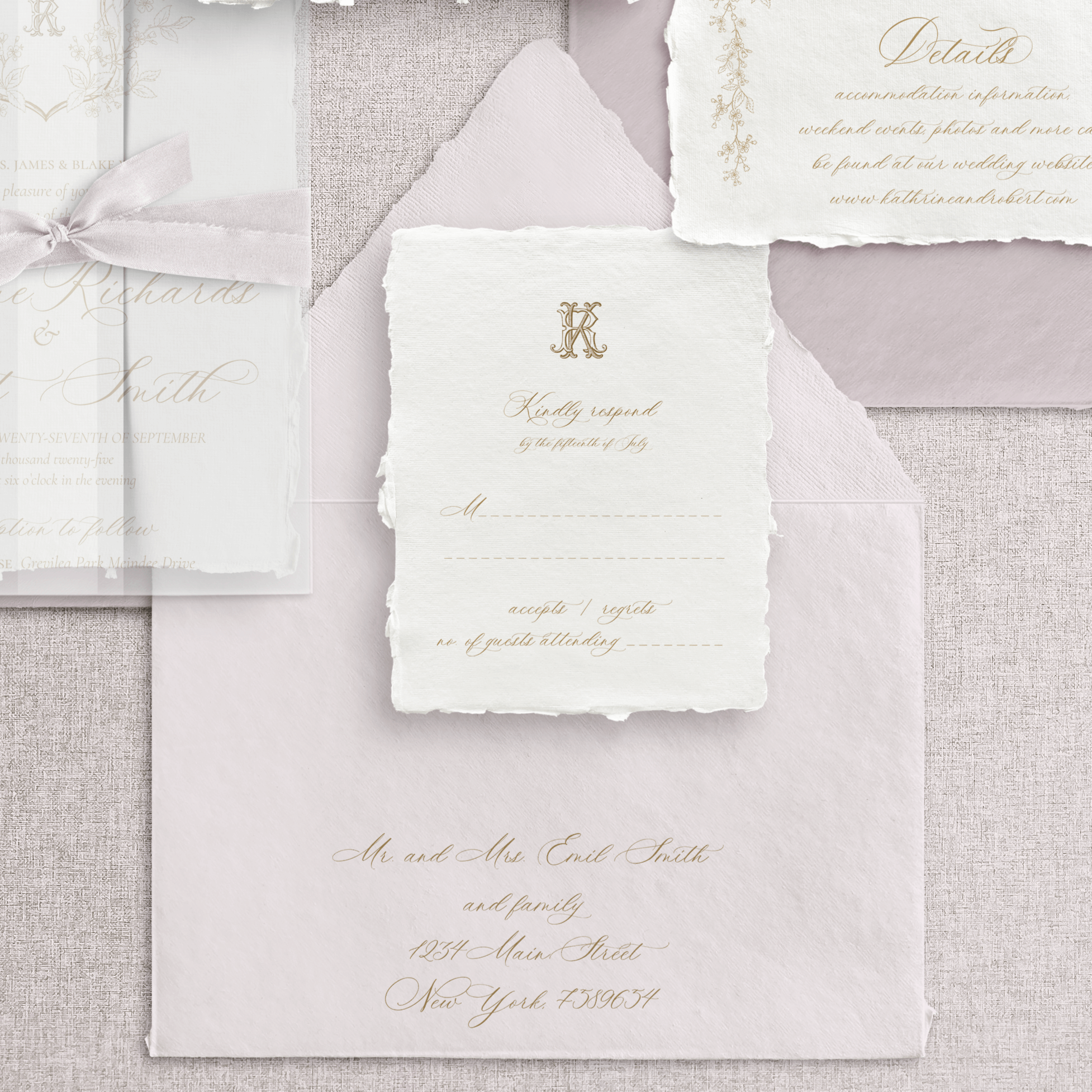 Set invitații nuntă handmade cu ilustrații botanice vintage – wedding stationery Diandra Events