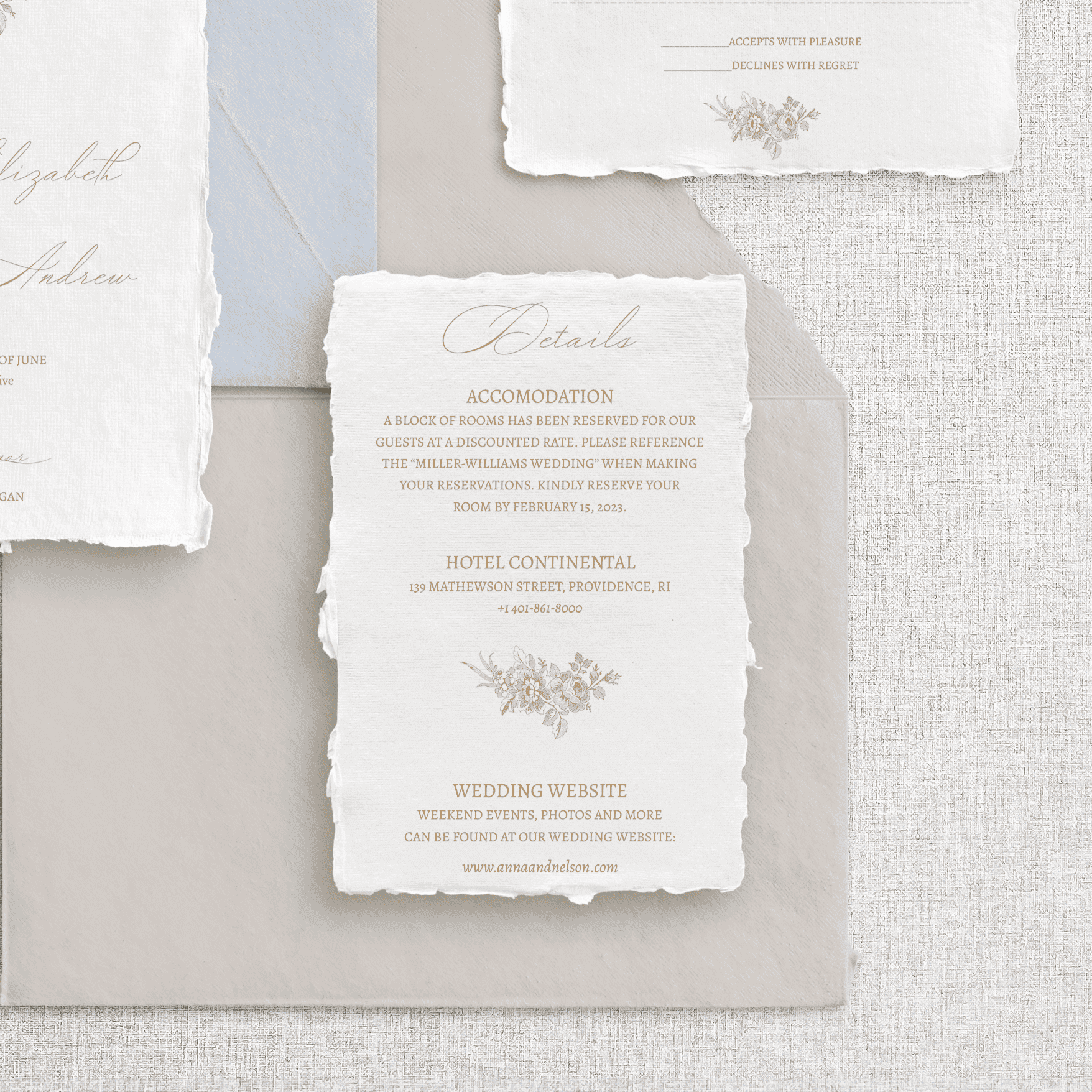 Invitație de nuntă florală, handmade, cu design fine art și calitate premium, creată manual de Diandra Events