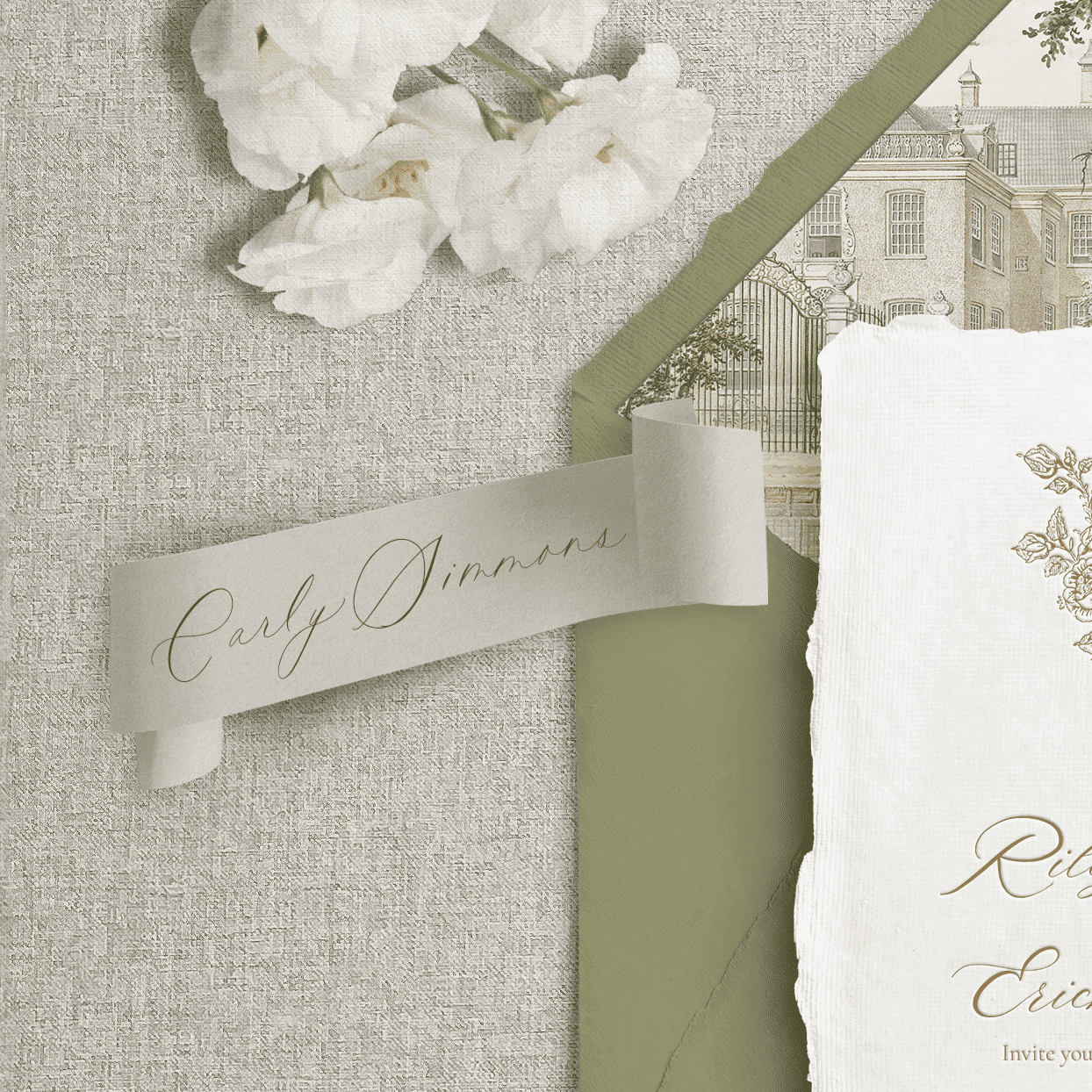 Invitații de nuntă hârtie manuală lux fine art atemporale handmade, papetărie de nuntă elegantă – Diandra Events