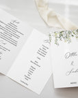 Meniu nuntă tip carte Diandra Events, design elegant, carton premium, personalizare integrală.