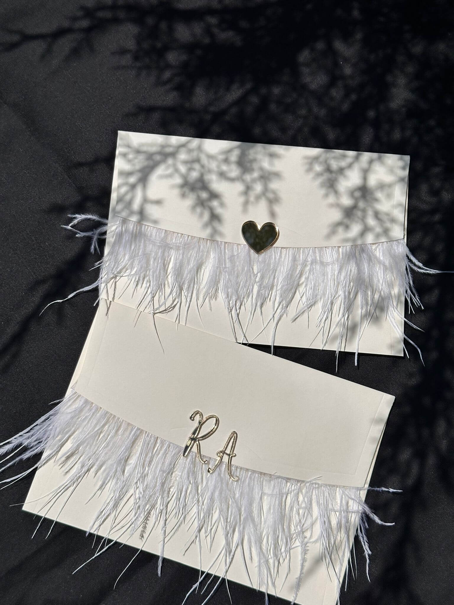 Feather wedding invitation