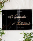 Guest book acrilic negru personalizabil, litere aurii 3D, design premium Diandra Events
