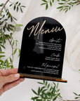 Meniu acril transparent pentru nuntă, modern și sofisticat