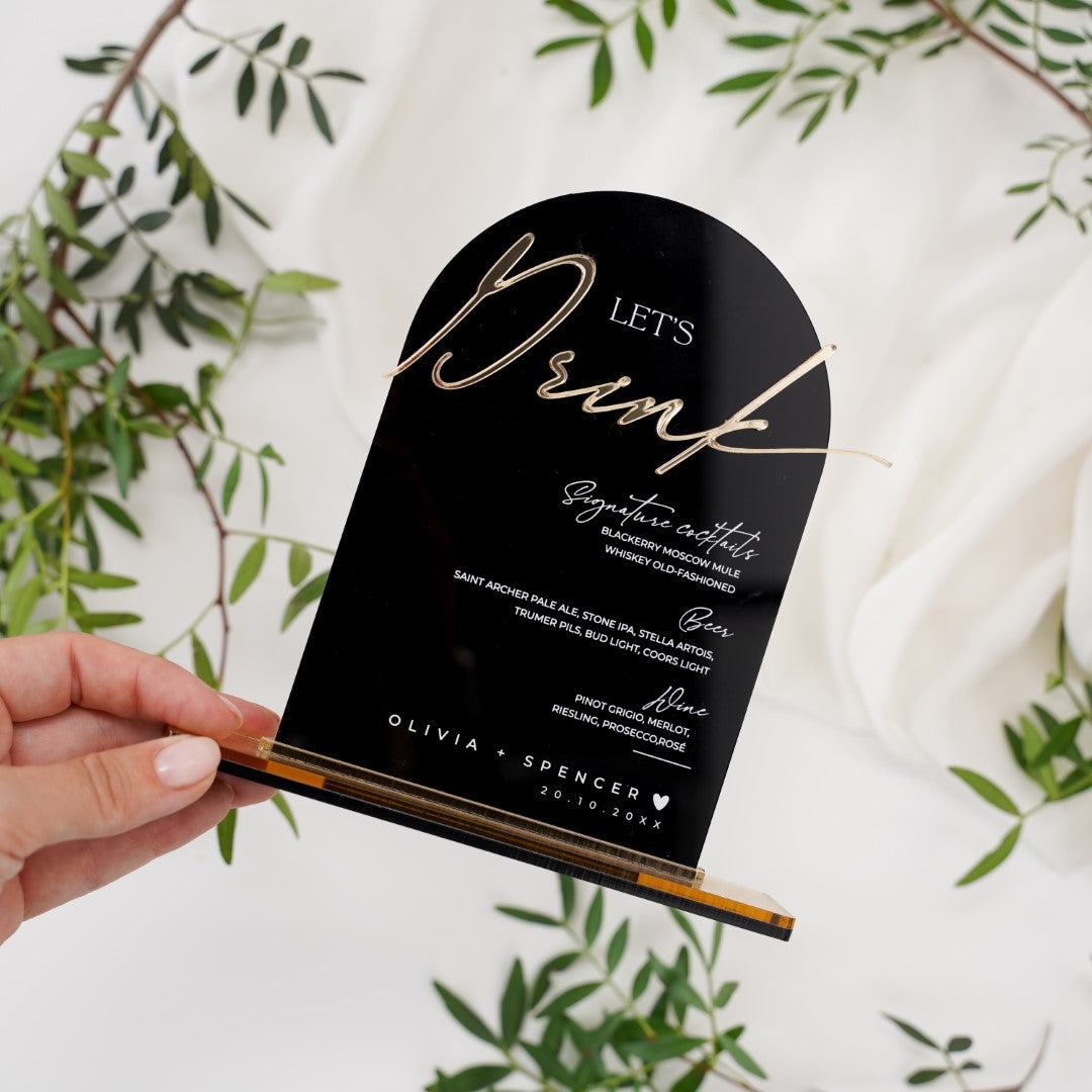 Meniu personalizat din acril pentru mese festive de nuntă