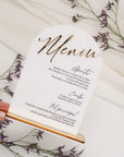Meniu nuntă acrilic personalizat, design elegant premium, Diandra Events
