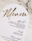 Meniu acrilic alb personalizat, decor de lux pentru nuntă
