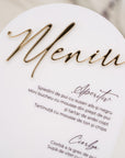 Meniu de nuntă acrilic premium cu design rafinat și modern