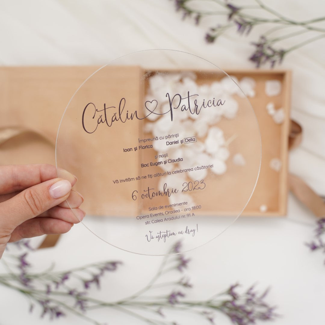 Acrylic Invitation Box with Floral Decorations