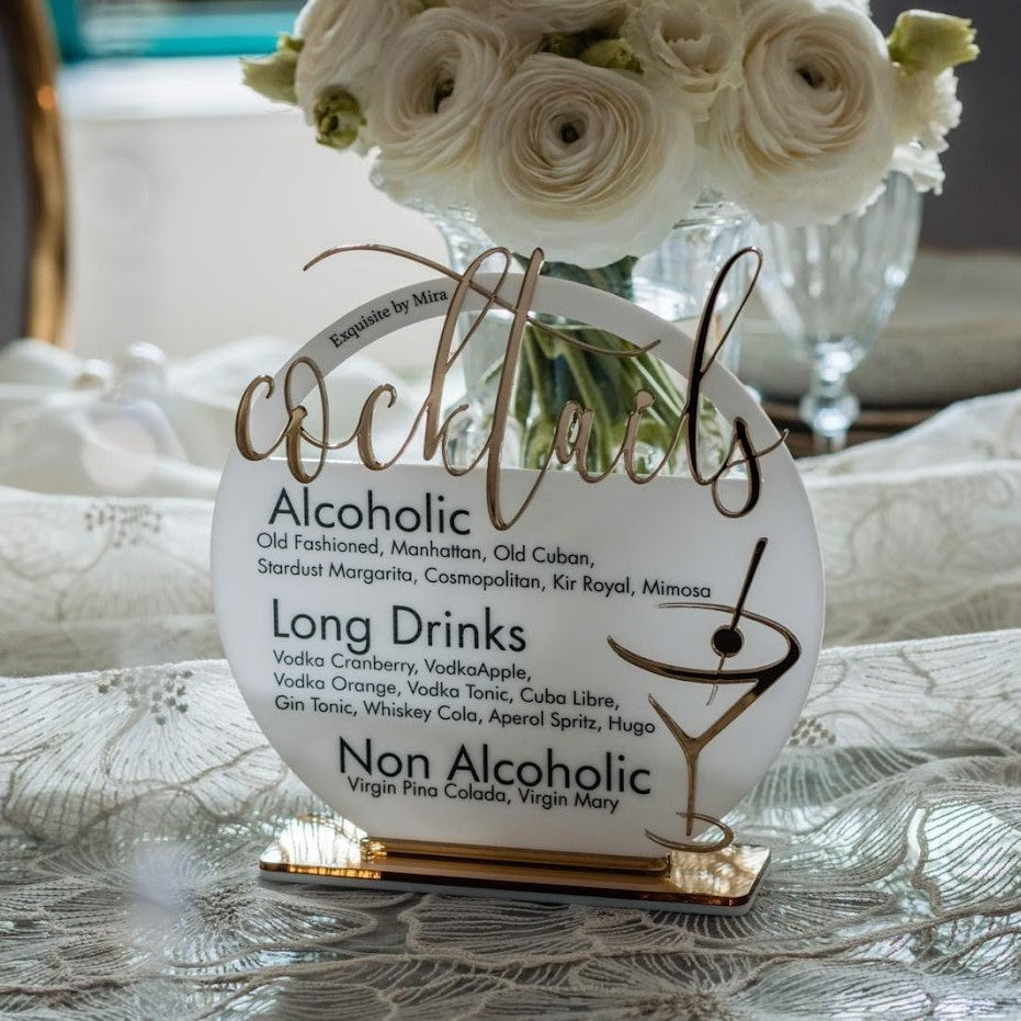 Meniu cocktail bar acrilic personalizat, Diandra Events