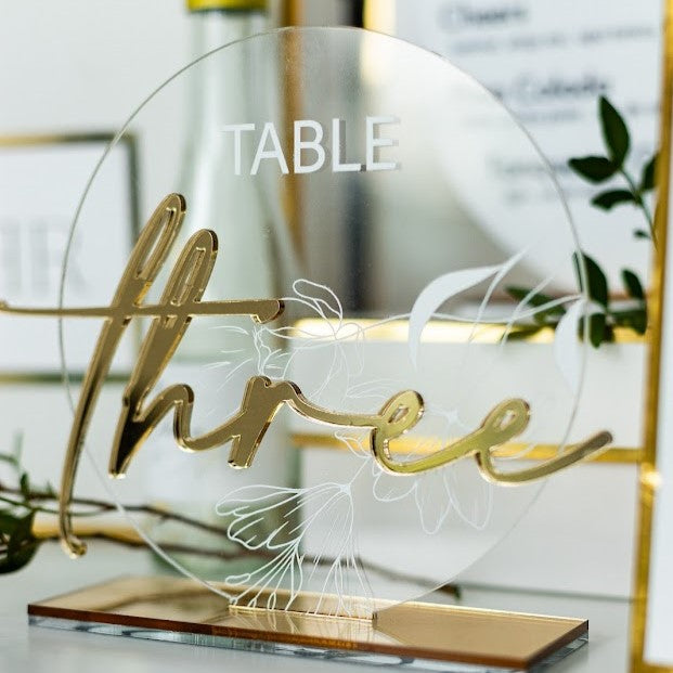 Număr acrilic transparent cu suport elegant, decor de masă premium, Diandra Events