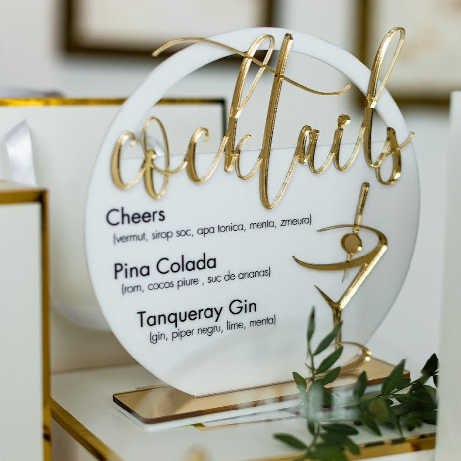 Meniu drink bar hotel personalizat, design premium Diandra Events