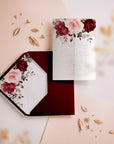 Liner plic cu trandafiri și vellum floral elegant, set invitație nuntă premium – Diandra Events