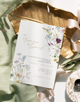 Invitație de nuntă florală romantică pe hârtie premium elegantă – Diandra Events