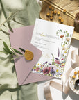 Invitație nuntă florală acuarelă de vară, design elegant premium – Diandra Events