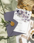 Invitație nuntă florală elegantă Purple Flowers, papetărie de lux premium personalizată – Diandra Events