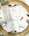 Meniu carton premium individual cu grafică florală rafinată – Diandra Events.