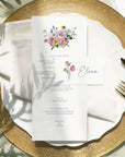 Meniu nuntă personalizat cu design floral rafinat – Diandra Events