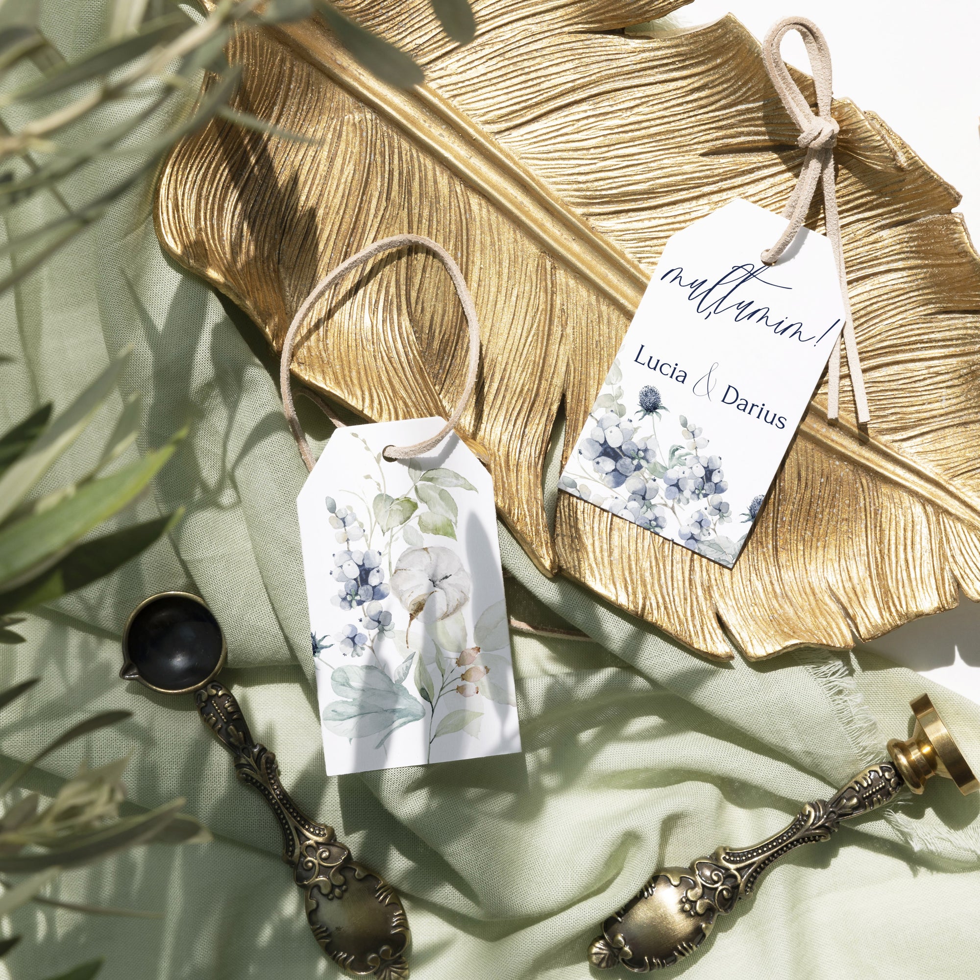 Etichete dreptunghiulare handmade din carton premium pentru evenimente – Diandra Events