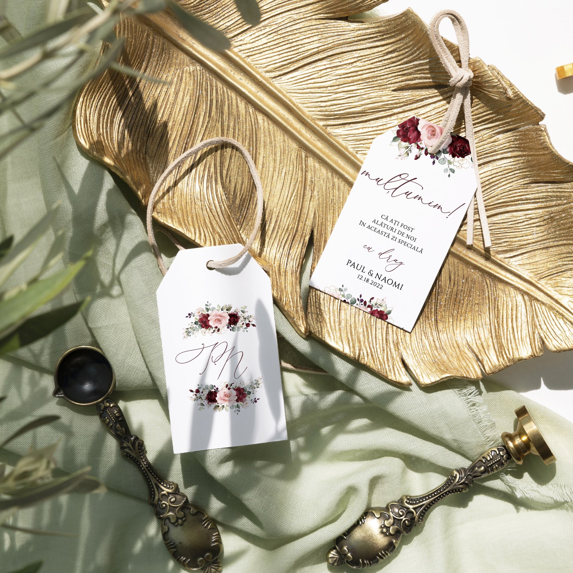 Etichete dreptunghiulare decorative din carton premium personalizate – Diandra Events