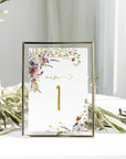 număr de masă florală,  papetărie nuntă premium acuarelă florală: invitație, meniu și etichetă – Diandra Events