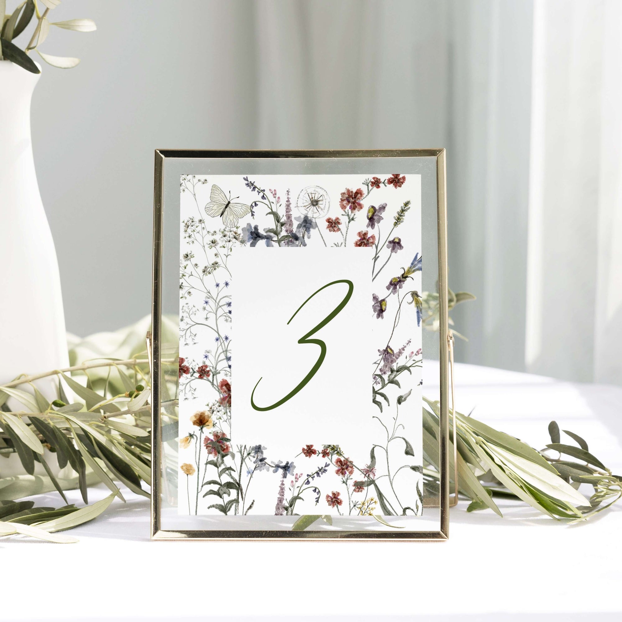Număr de masă nuntă floral elegant pe carton premium – Diandra Events