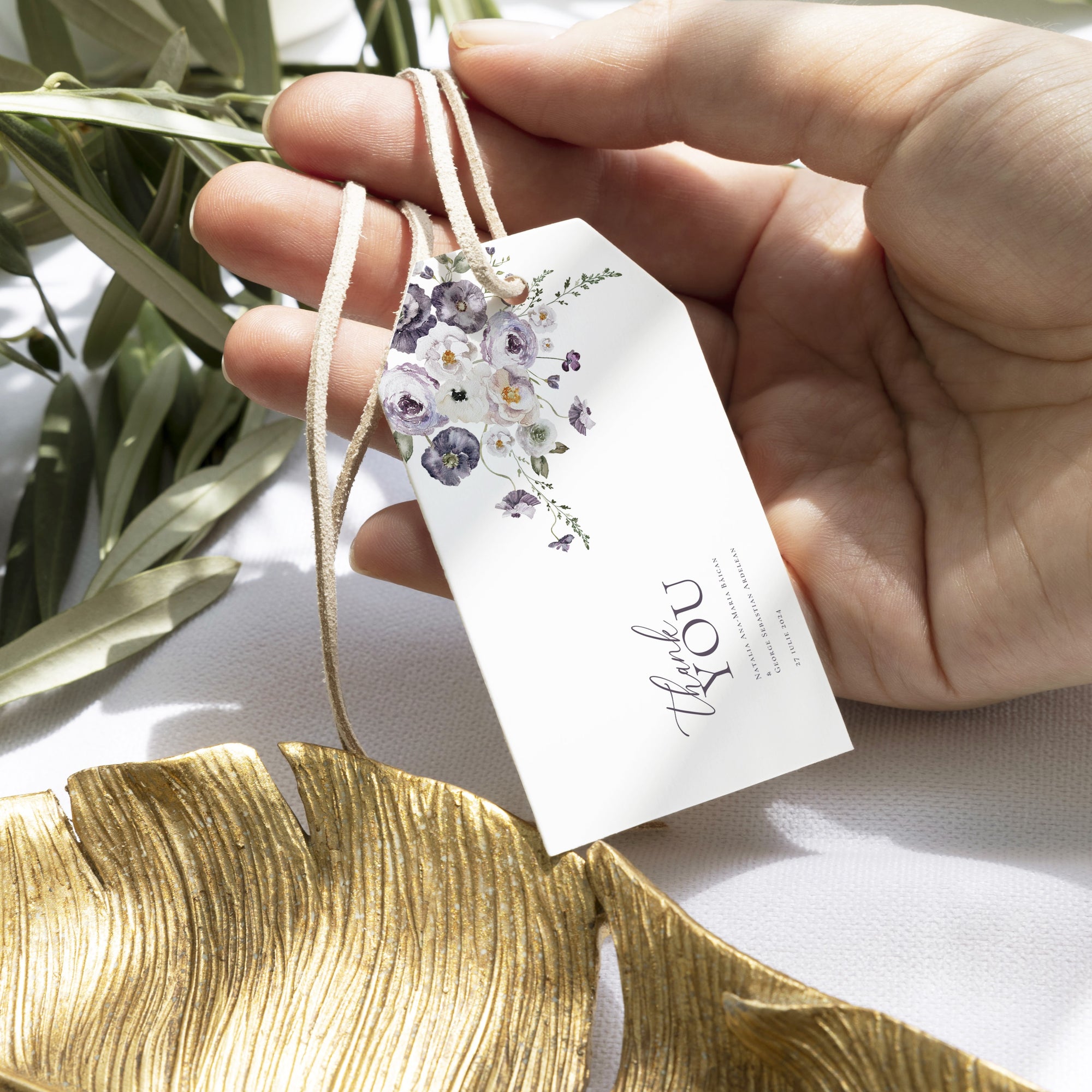 Etichetă dreptunghiulară din carton premium pentru planul de masă – Diandra Events