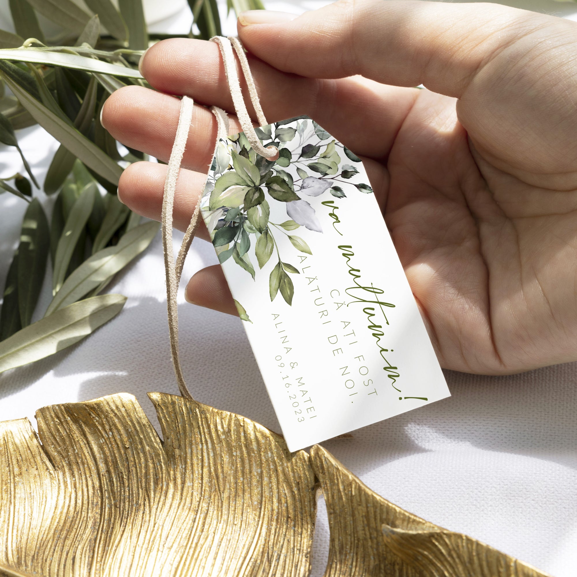 Etichete dreptunghiulare personalizate cu grafică florală pentru nuntă – Diandra Events