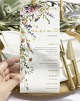 Meniu nuntă individual carton premium, imprimeu floral colorat – Diandra Events.