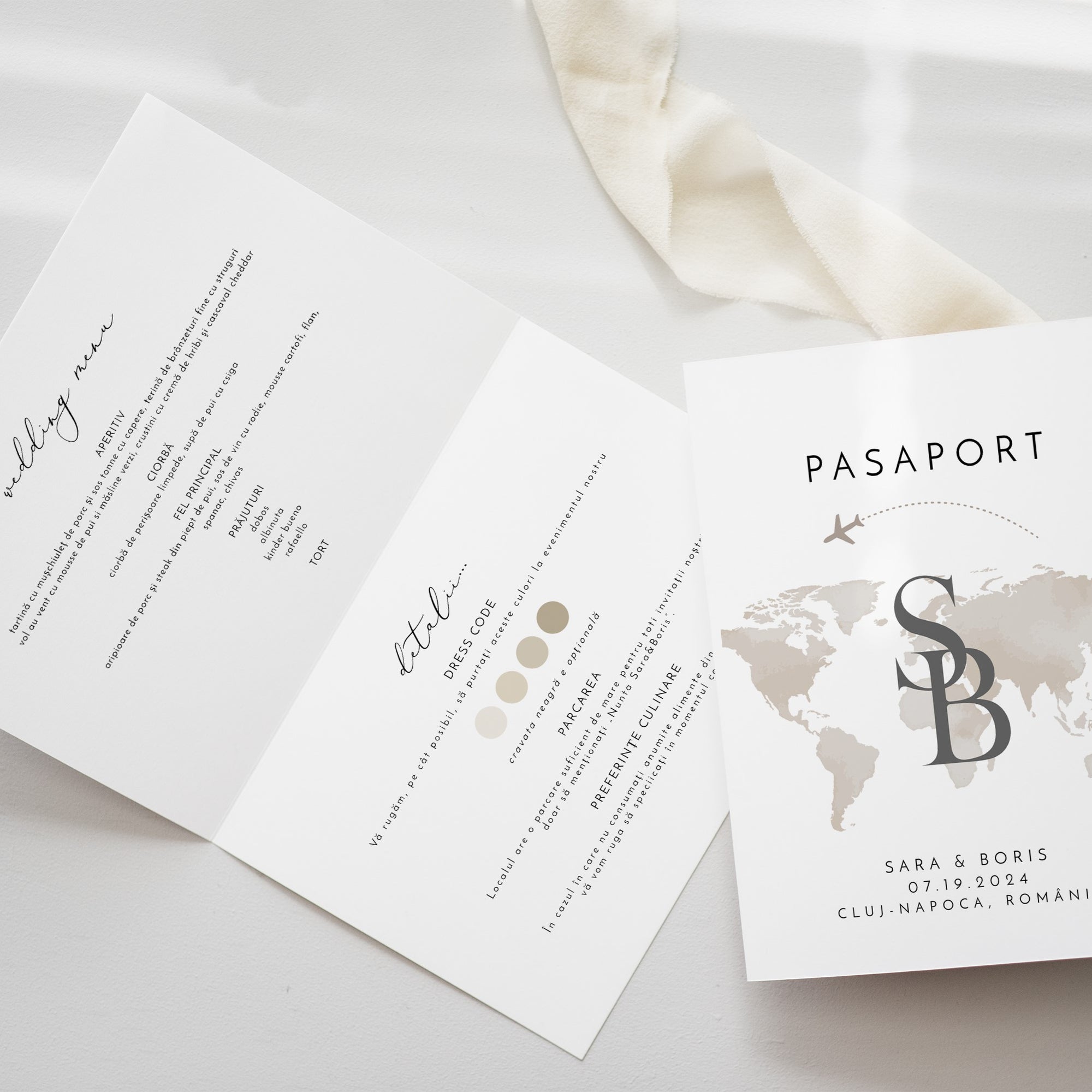 Wedding invitation Passport Beige