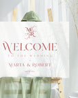 Panou de bun venit nuntă floral elegant cu numele mirilor