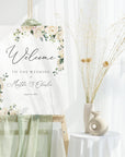 Panou bun venit floral pentru nuntă personalizat decor alb