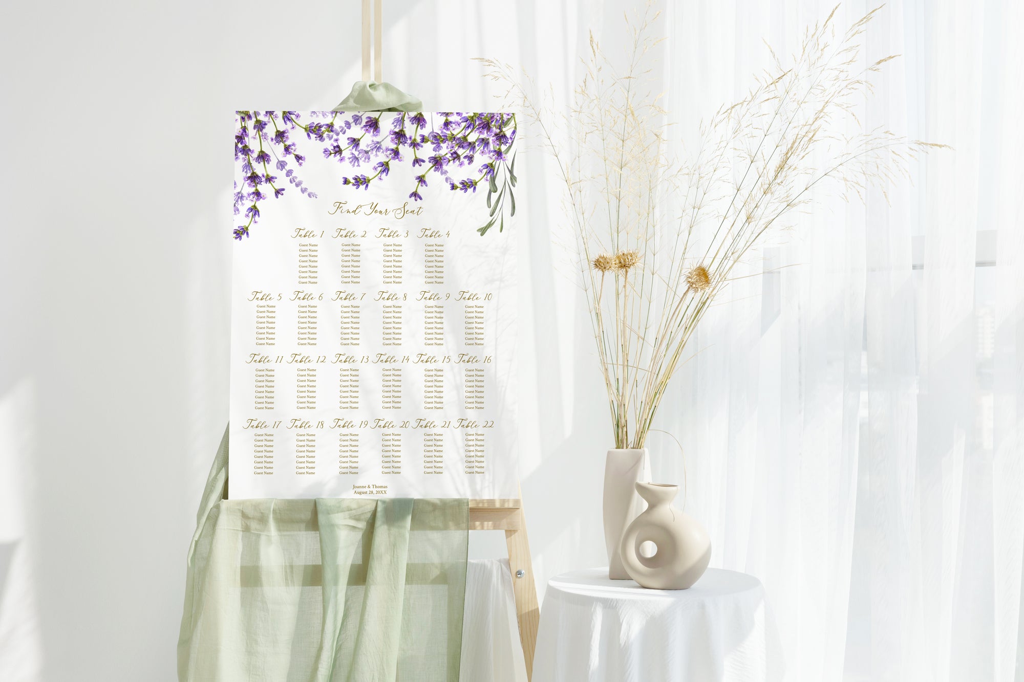 Plan așezare mese acrilic cu design floral romantic gata realizat, Diandra Events